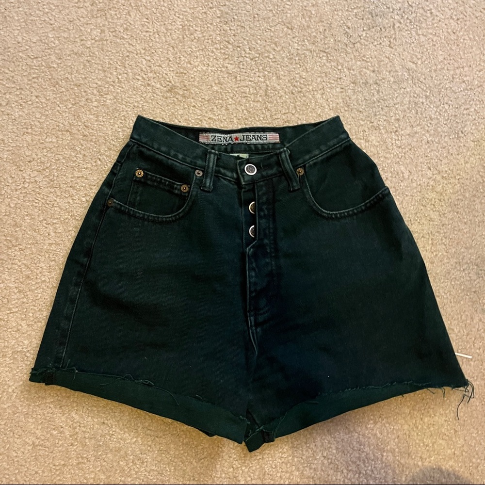 Vintage 90s dark forest green mom shorts